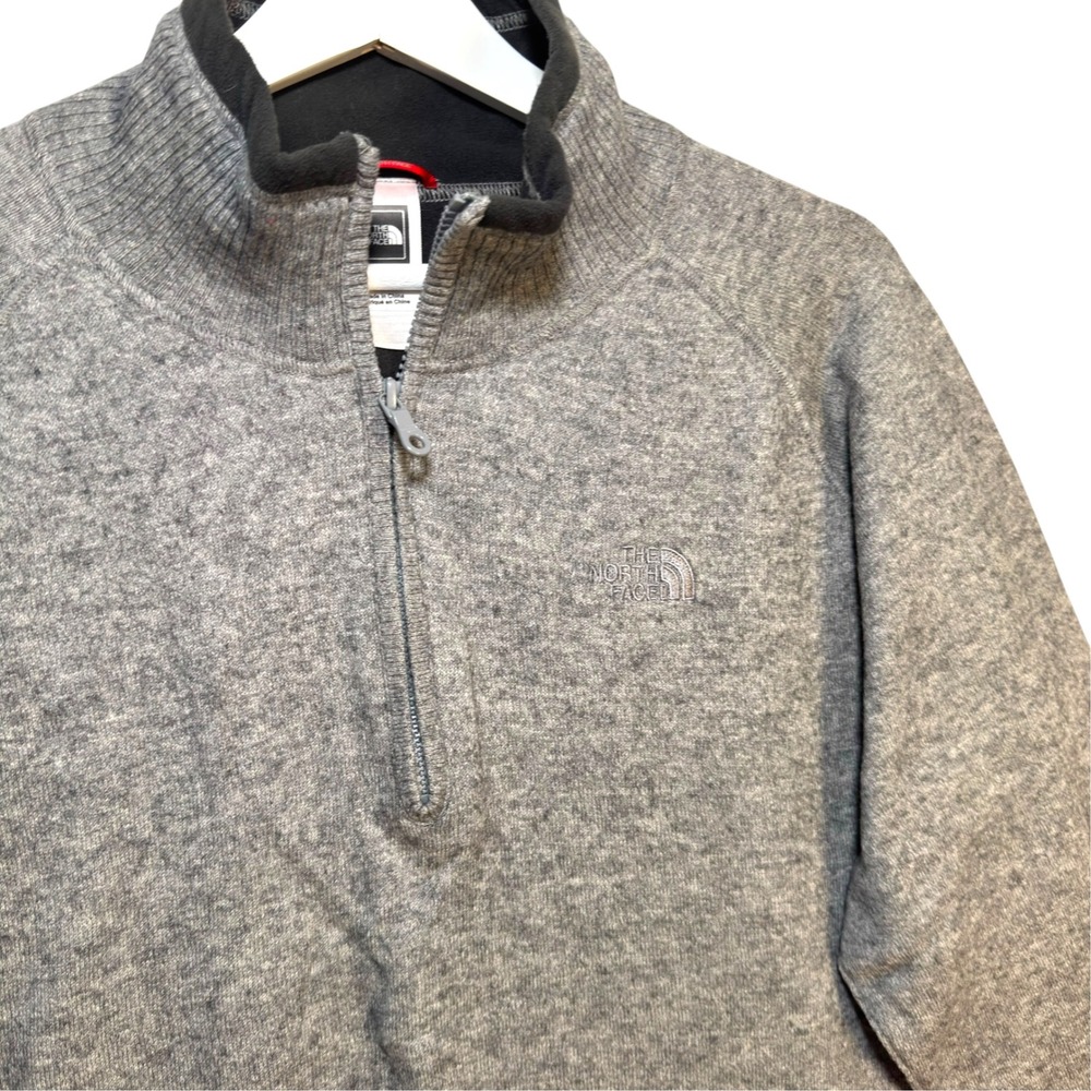 The North Face Quarter Zip Sweater XL Grey Cotton Wool Blend Gorpcore Outdoor - Picture 5 of 8